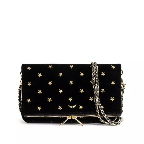 Zadig & Voltaire Rock Stars Velvet Leather Shoulder Bag - Picture 1 of 16